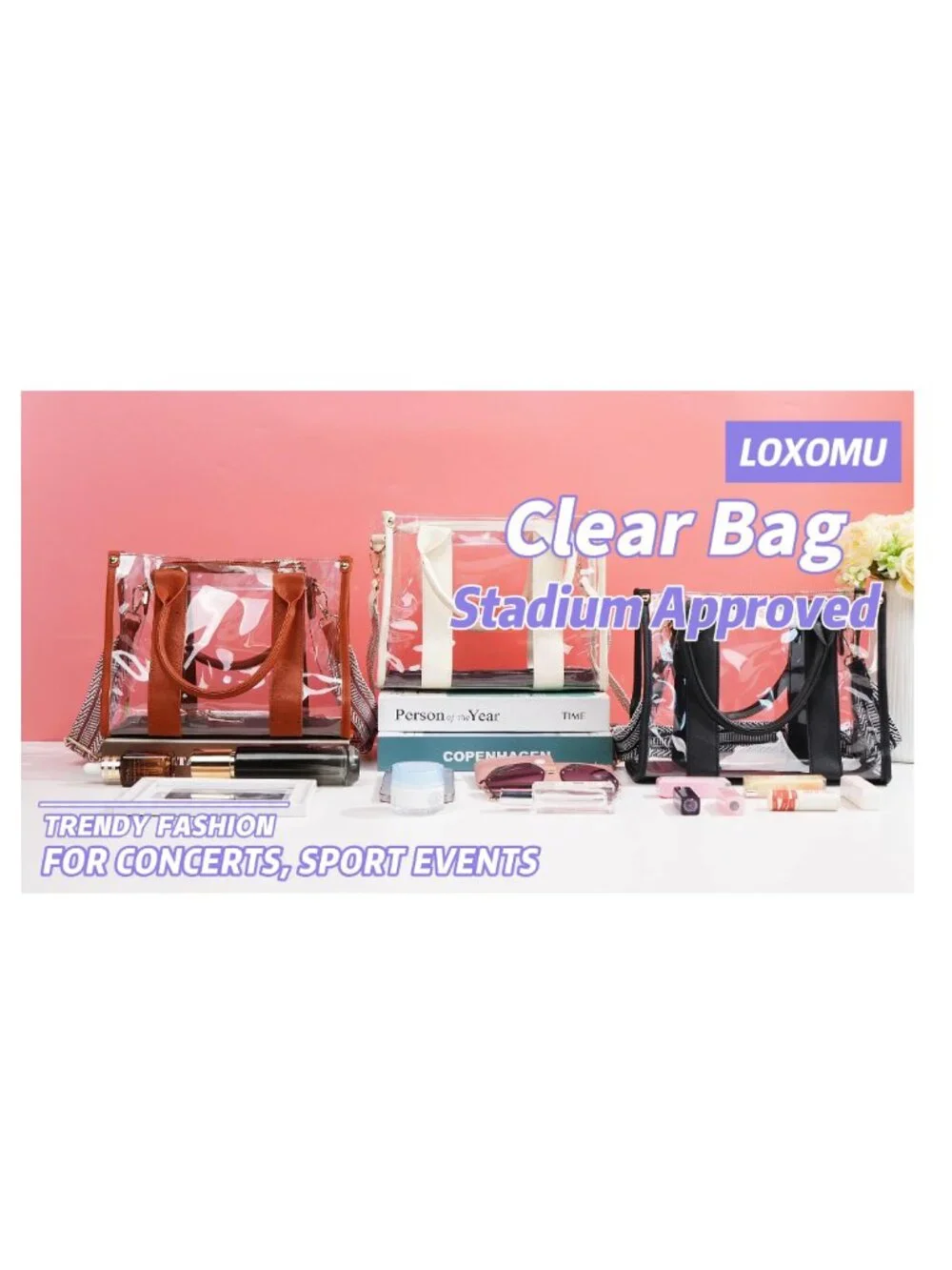 Clear PVC Tote Bag Stadium Approved Crossbody Handbag